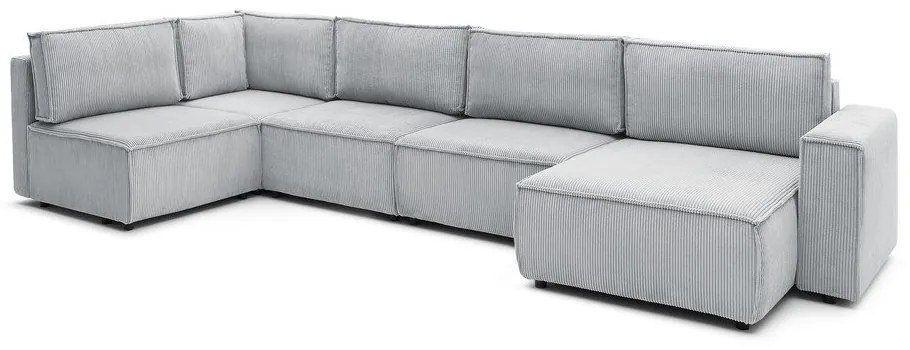 Svetlosivá menčestrová rohová pohovka (ľavý roh/do tvaru "U") Nihad modular – Bobochic Paris