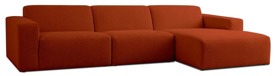 Rohová pohovka z textílie buklé v tehlovej farbe (pravý roh) Roxy – Scandic