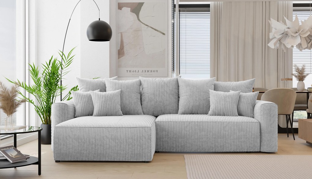 Rohová sedačka Baria (L) (svetlosivá). Akcia -20%. Vlastná spoľahlivá doprava až k Vám domov. 1133097