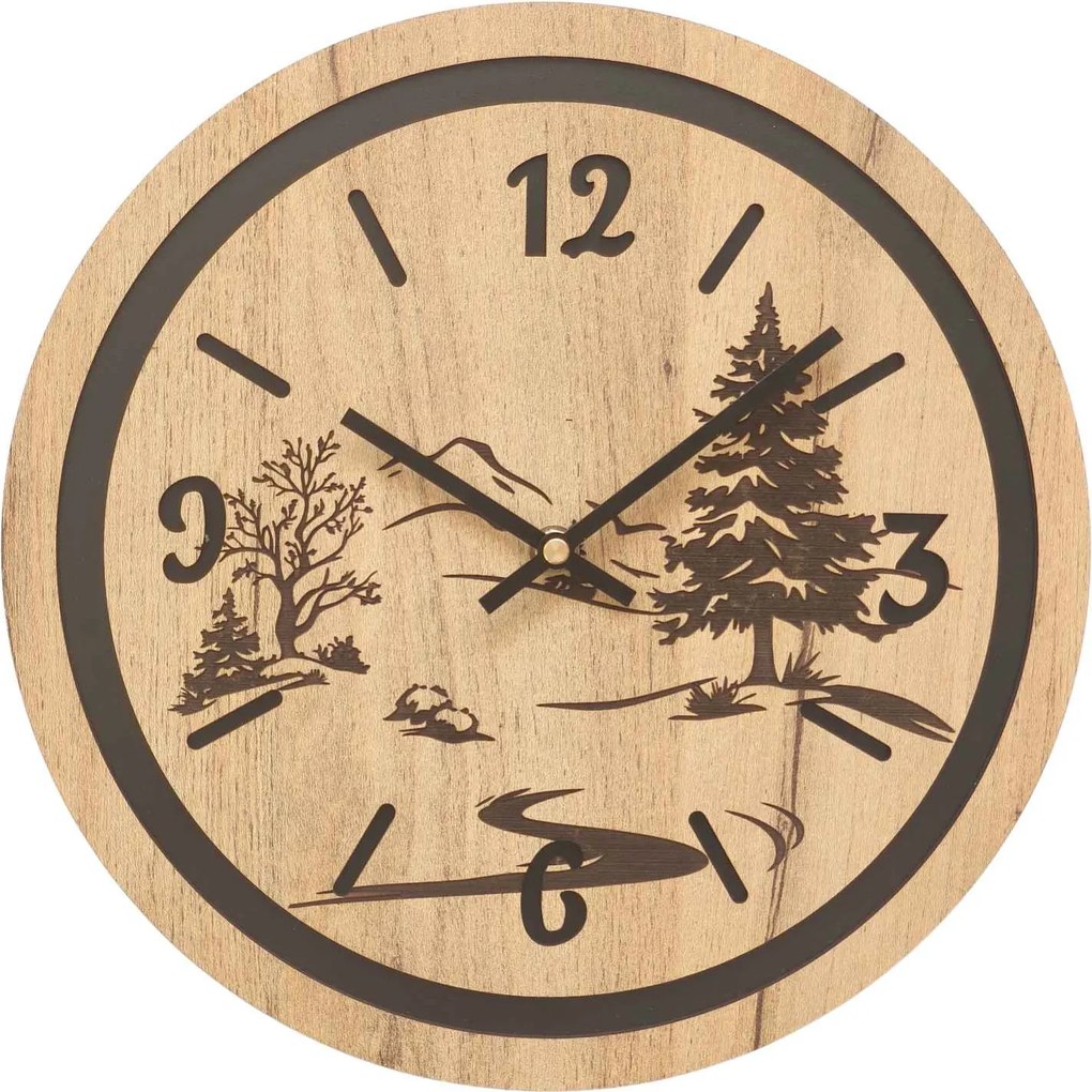 Hodiny na stenu do obývačky - Príroda a les | GRUN: HDF - Javor 30 cm 4799-115371 HDF0609-čiene-ruky