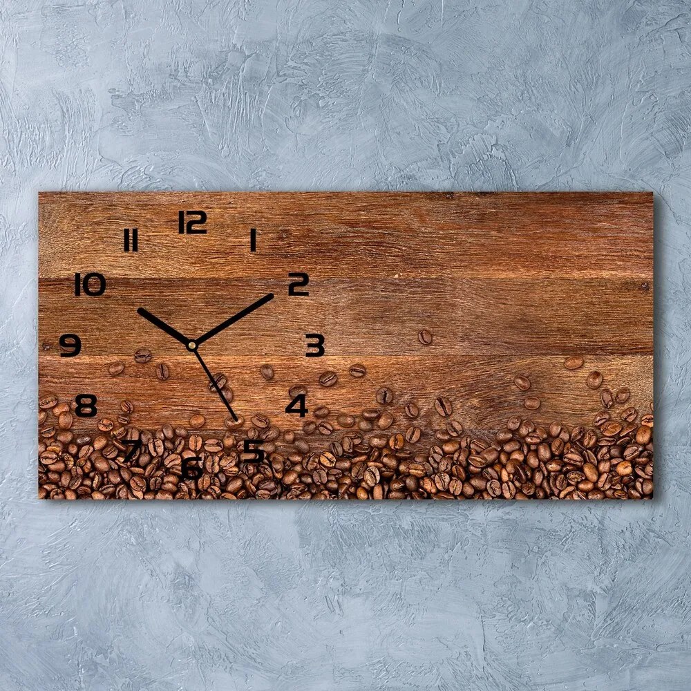 Moderné sklenené hodiny na stenu Zrnká kávy pl_zsp_60x30_f_104485723
