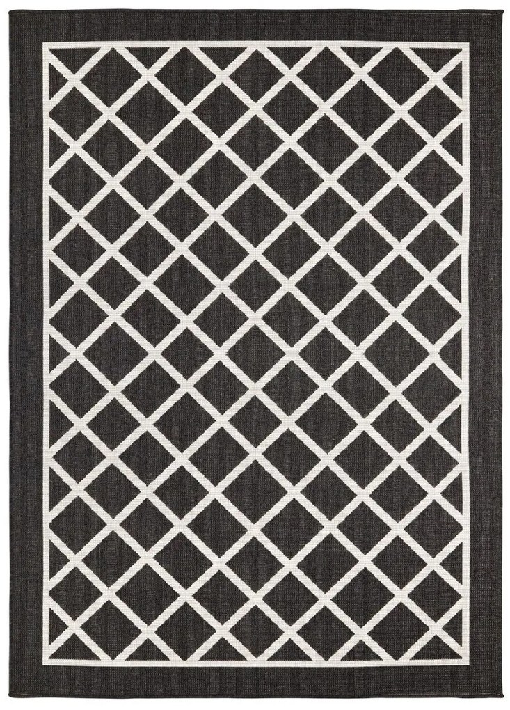 Hanse Home, Kusový koberec Twin Supreme 103425 Sydney black creme – na von aj na doma, 160x230, čierna, chodba / predsieň