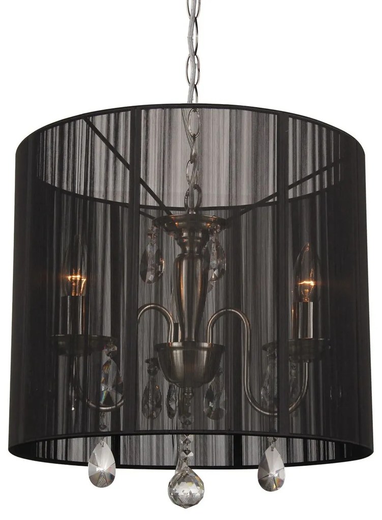 Čierny guľatý luster Merel - Ø40 x 120 cm / 3 * E14