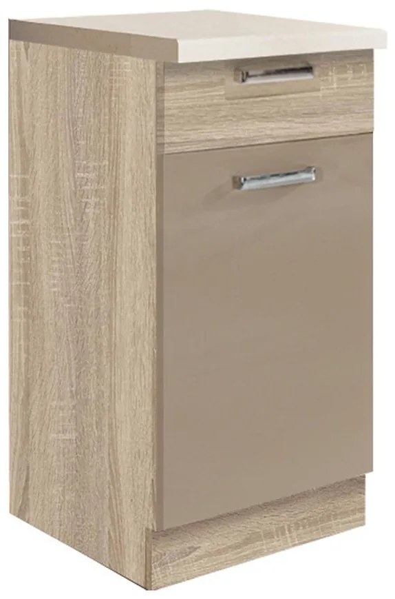 Kuchynská skrinka Premio 2D sonoma/cappuccino lesk