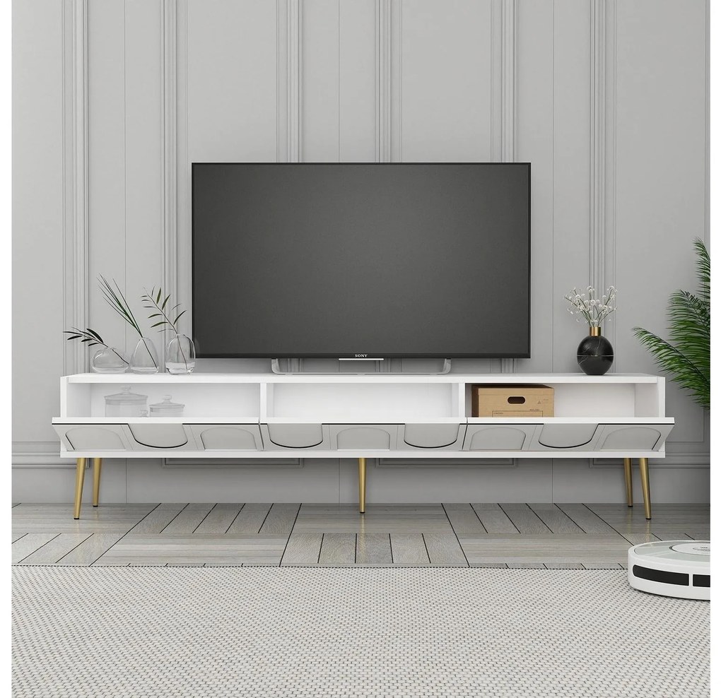 TV stolík/skrinka Bipemu 3 (biela + zlatá) . Vlastná spoľahlivá doprava až k Vám domov. 1095682