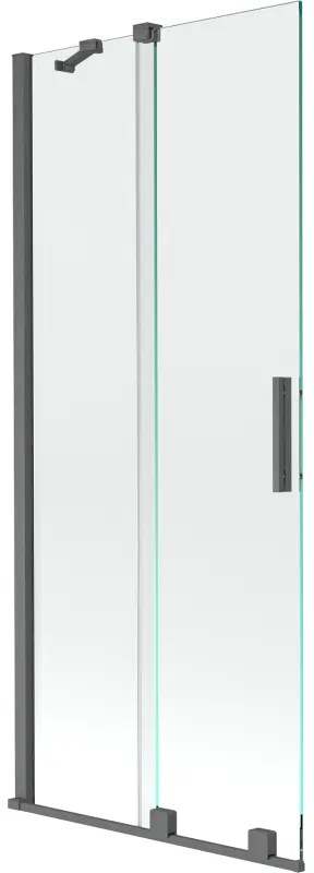 Mexen Velar, 2-krídlová posuvná vaňová zástena 80 x 150 cm, 8mm číre sklo, grafitový matný profil, 896-080-000-01-66