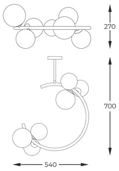 Stropné svietidlo MOLECULE zlatá guľa 54 cm
