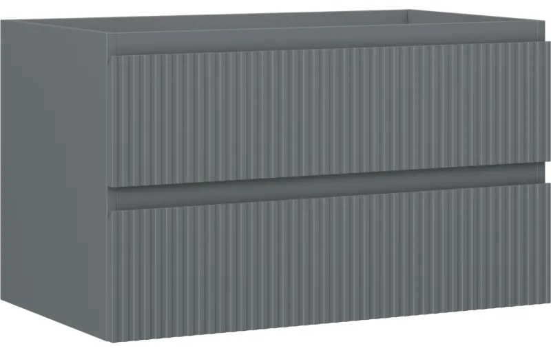 Mexen Rivel, kúpeľňová skrinka 80 cm, 2 zásuvky, drážkovaná, grafitová matná, 91A20-08047-2-BFF66