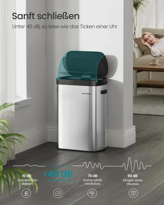 Automatický odpadkový kôš 50 l SONGMICS LTB640E01 strieborný