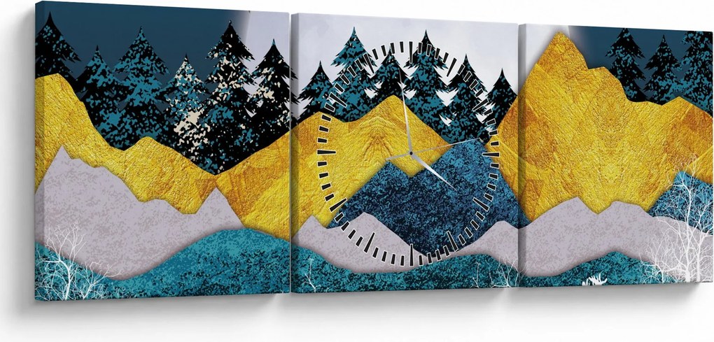 Obraz - Polárna krajina (s hodinami) (90x30 cm)