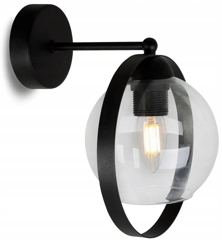 Nástenné svietidlo Haga Ring 1, 1x transparentné sklenené tienidlo (výber z 3 farieb uchytenia)