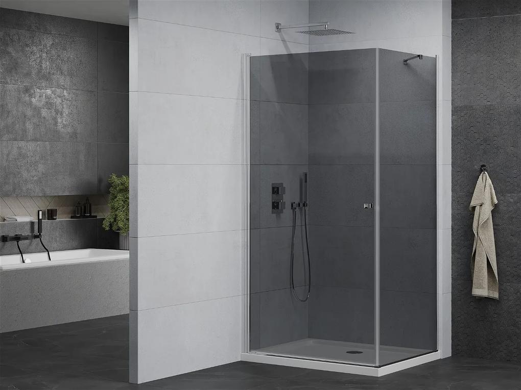 Mexen Pretoria, sprchovací kút 100 (dvere) x 120 (stena) cm, 6mm šedé sklo, chrómový profil + biela sprchová vanička, 852-100-120-01-40-4010