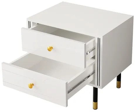 Nočný stolík 55 Wiastan 04 s LED osvetlením, Farba: biela / biely lesk