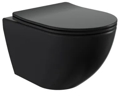 Wc s doskou softclose závesné vírové SAT Fusion čierna mat so zadným odpadom SATFUS010RTORPBKM