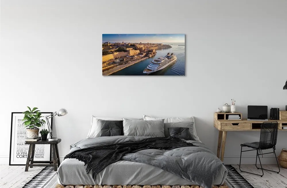 Obraz canvas Loď sea city sky 100x50 cm