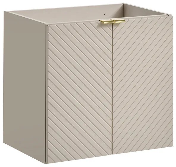 Závesná skrinka Viva Cashmere Lola II s doskou a umývadlom 60 cm kašmírová/dub evoke