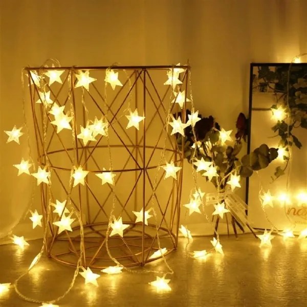 Vianočný svetelný záves 20 LED hviezdy teplá biela DA324B