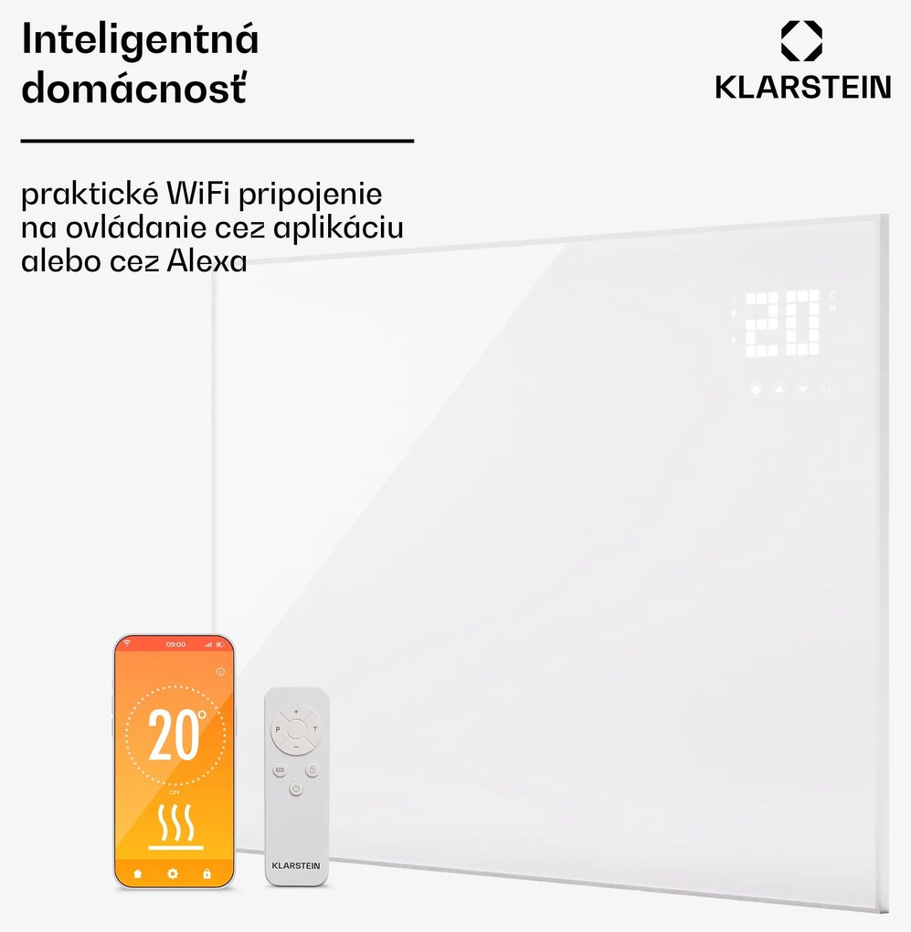 Klarstein Wonderwall Smart Bornholm, infražiarič, 120 x 80 cm, 980 W, aplikácia