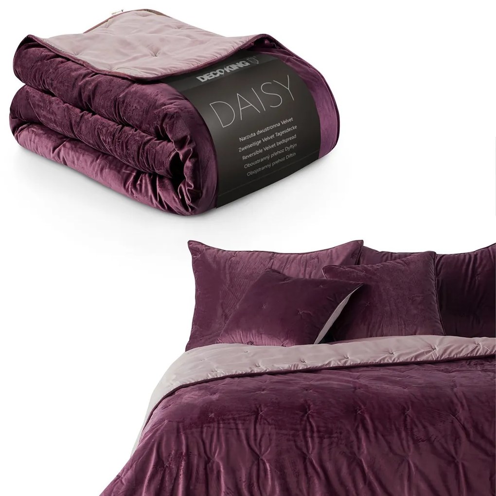 Obojstranný prehoz na posteľ DecoKing Daisy fialový