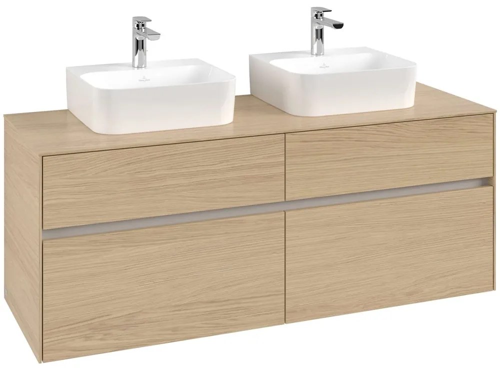 VILLEROY &amp; BOCH Collaro závesná skrinka pod dve umývadlá na dosku, 4 zásuvky, 1400 x 500 x 548 mm, Nordic Oak, C10300VJ