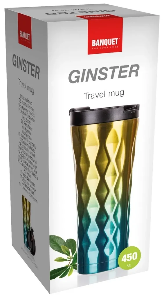 Banquet Hrnček cestovný dvojstenný GINSTER 450 ml, zlato-modrá