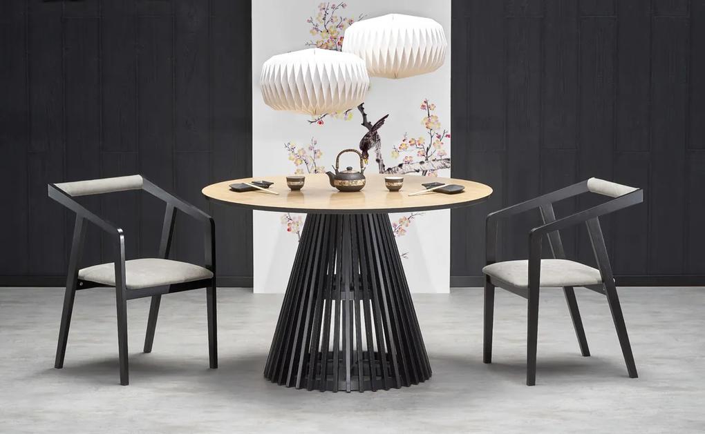 Okrúhly jedálenský stôl Miyaki - dub prírodný / čierna