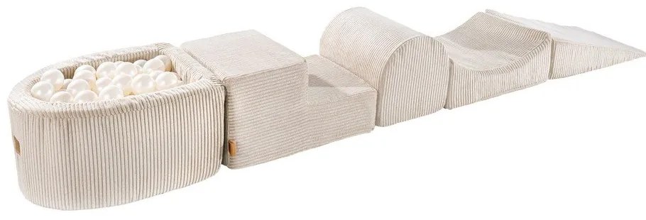 Krémové menčestrové penové ihrisko 250x45x30 cm Montessori – Meowbaby