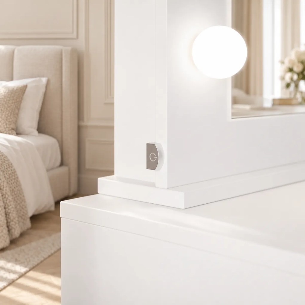TOALETNÝ STOLÍK ANETT II BIELY MATNÝ + ZRKADLO LED 110 cm
