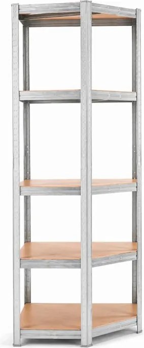 Akcia 2x Regál 180x90x40 cm rohový pozinkovaný 5-polícový, nosnosť 875 kg - 2ks