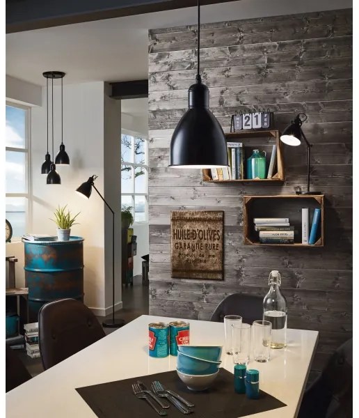 Eglo 55243 - Závesné svietidlo PRIDDY na kábli 1xE27/60W/230V, čierne