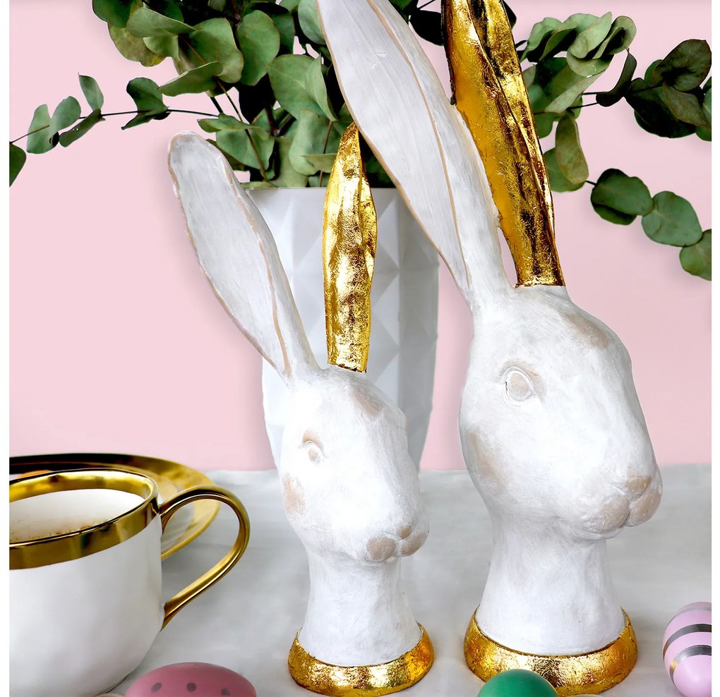 Bunny dekorácia 30 cm zlatá/biela