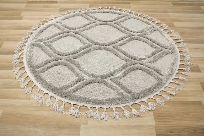 Koberec Berber 7063 3D kruh svetlosivý
