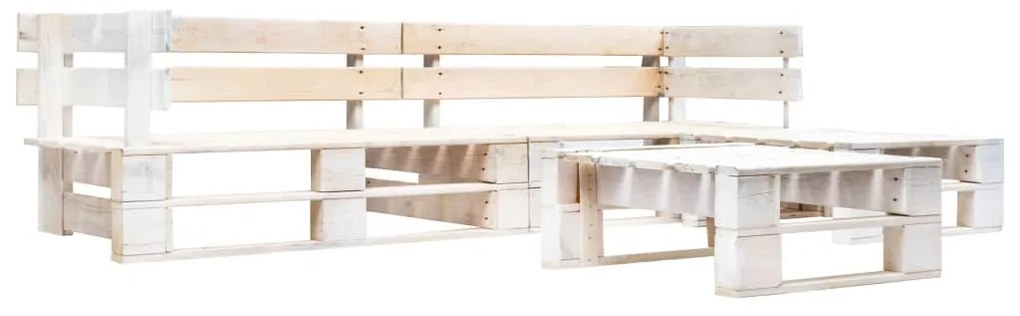 vidaXL 4-dielna záhradná sedacia súprava z paliet, drevo, biela