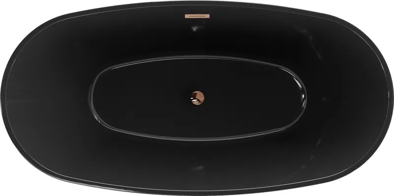 Mexen Eris, voľne stojaca vaňa 170 x 80 cm, čierna, ružové zlato prepad, 53441708070-60
