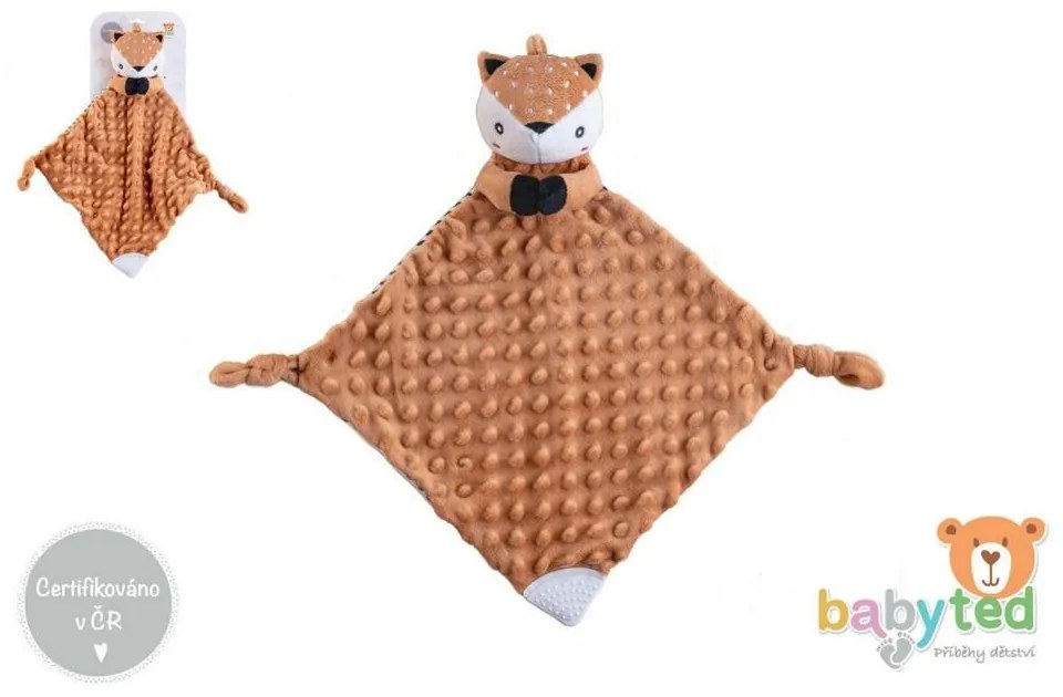 Usínačik babyted Srnček, hryzátko, hrkálka plyš 25 x 25cm, hnedá