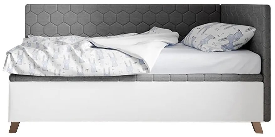 Čalúnená posteľ SOLO - FIDO | sivá 80 x 200 cm Farba: Sivá, Prevedenie: pravé