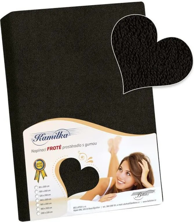 Bellatex Froté prestieradlo Kamilka čierna, 160 x 200 cm