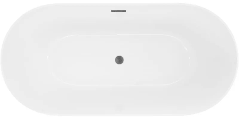Mexen Luna, Slim voľne stojaca vaňa 170 x 75 cm, biela, prepad brúsený grafit, 52041707500-66