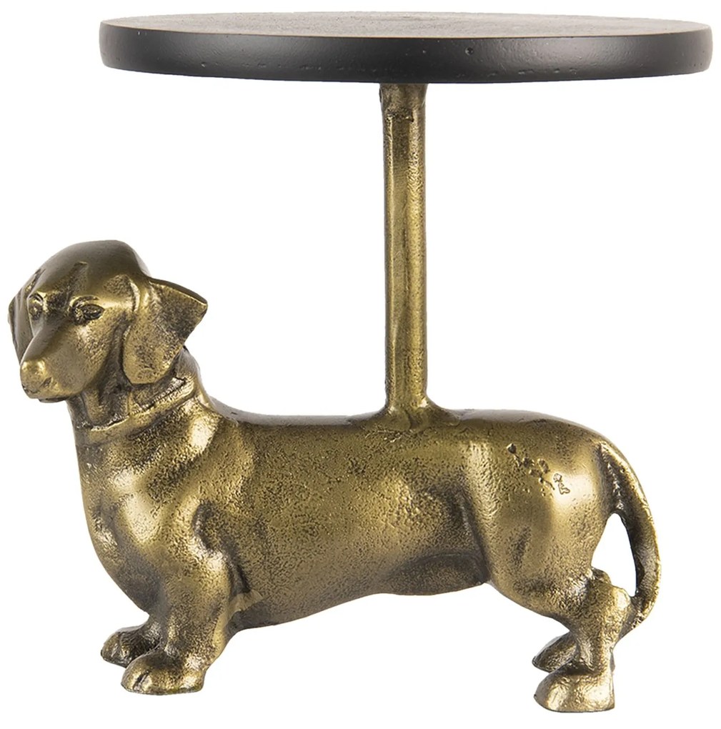 Kovový stojan na kvety so zlatým jazvečíkom - 20 * 20 * 22 cm