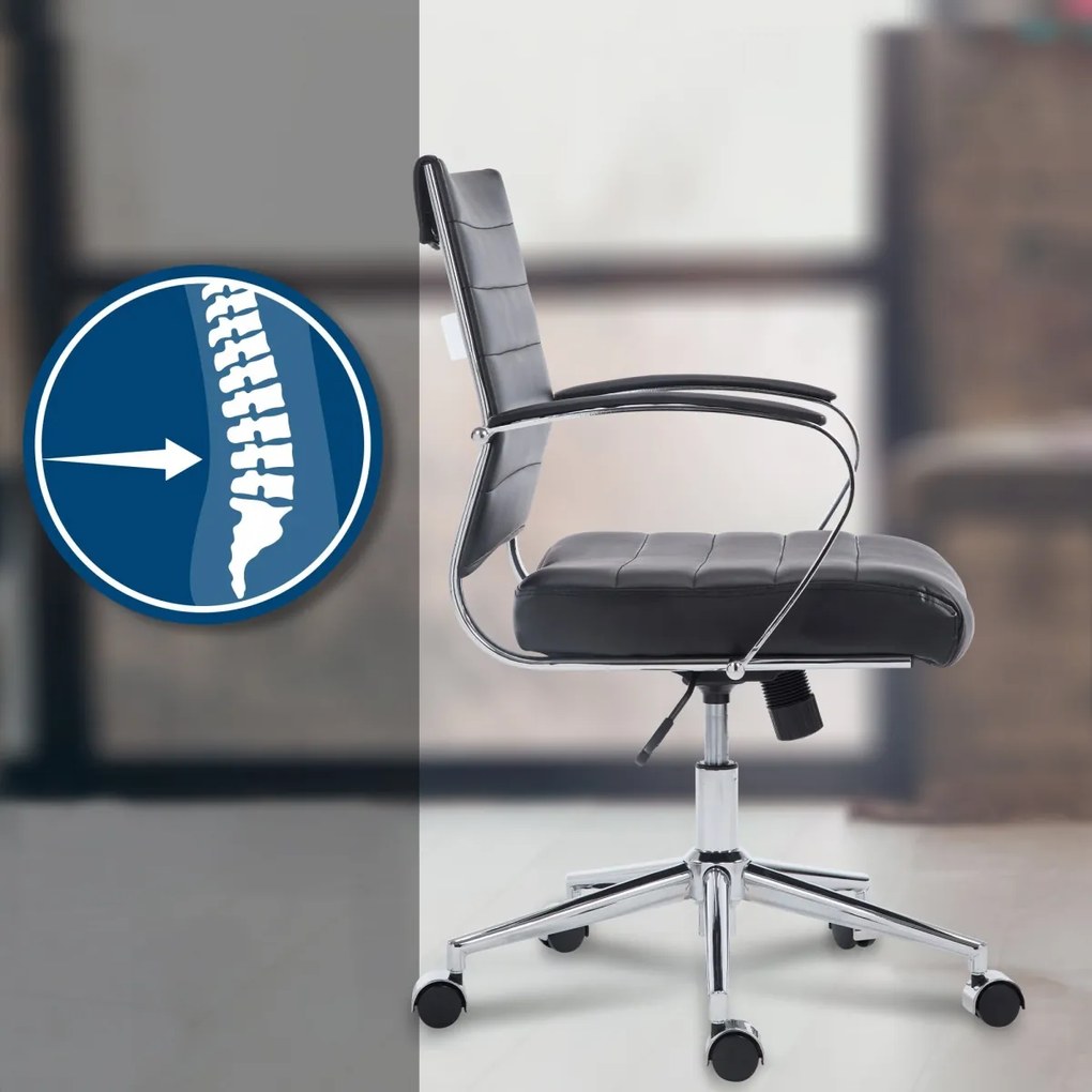 Kancelárska stolička Oakland - koženka - Čierna