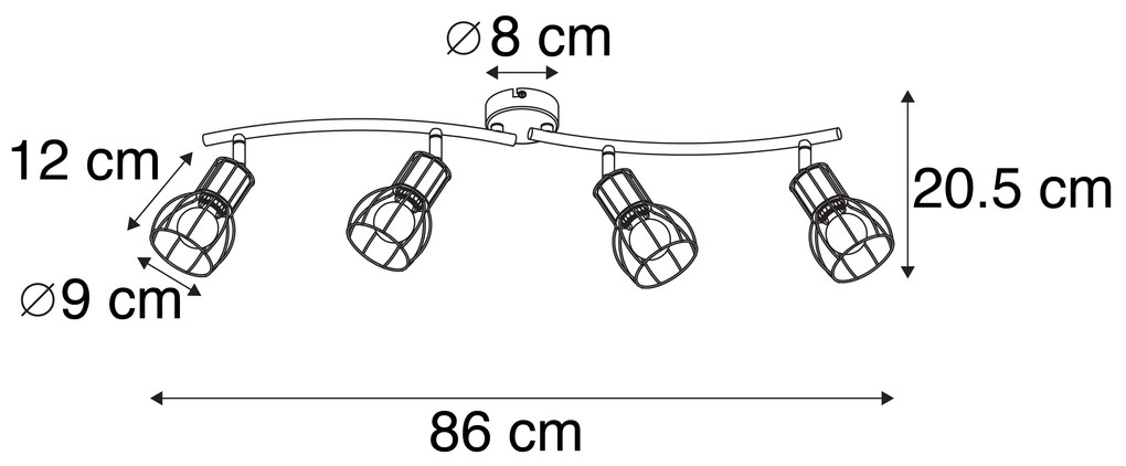 Moderné stropné bodové svetlo čierne 86 cm 4-žiarovkové - Botu