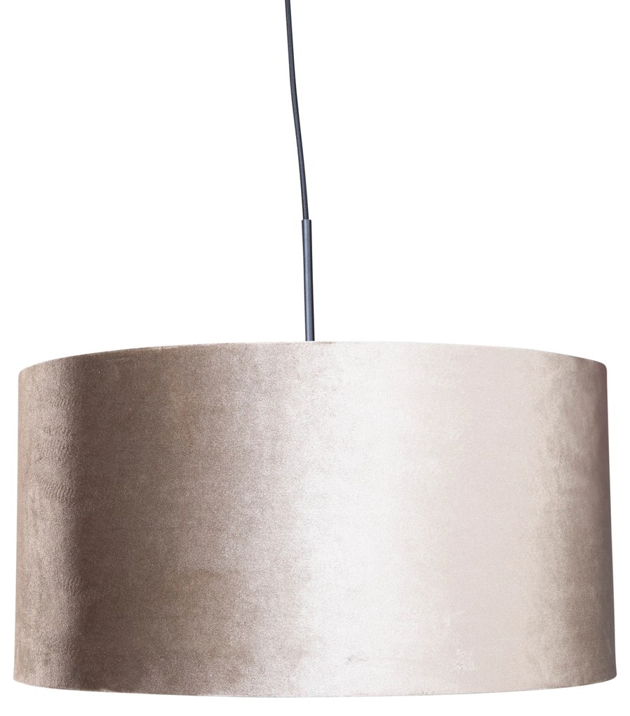 Závesná lampa čierna so zamatovým tienidlom taupe 50cm - Combi 1