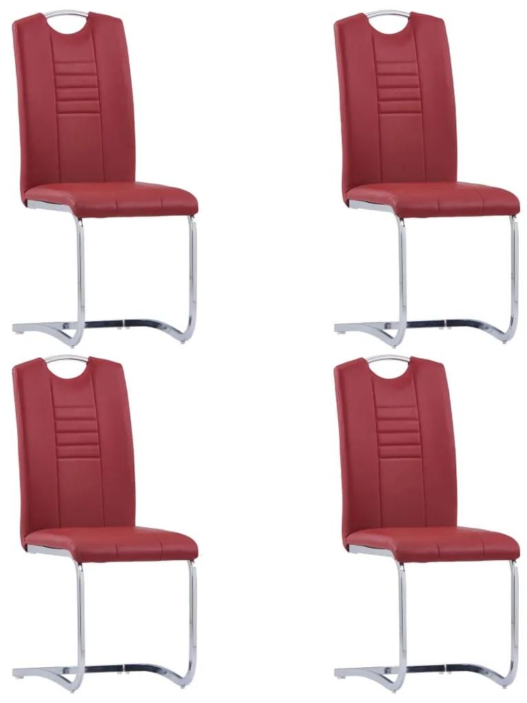 Jedálenské stoličky, perová kostra 4 ks, červené, umelá koža 281782