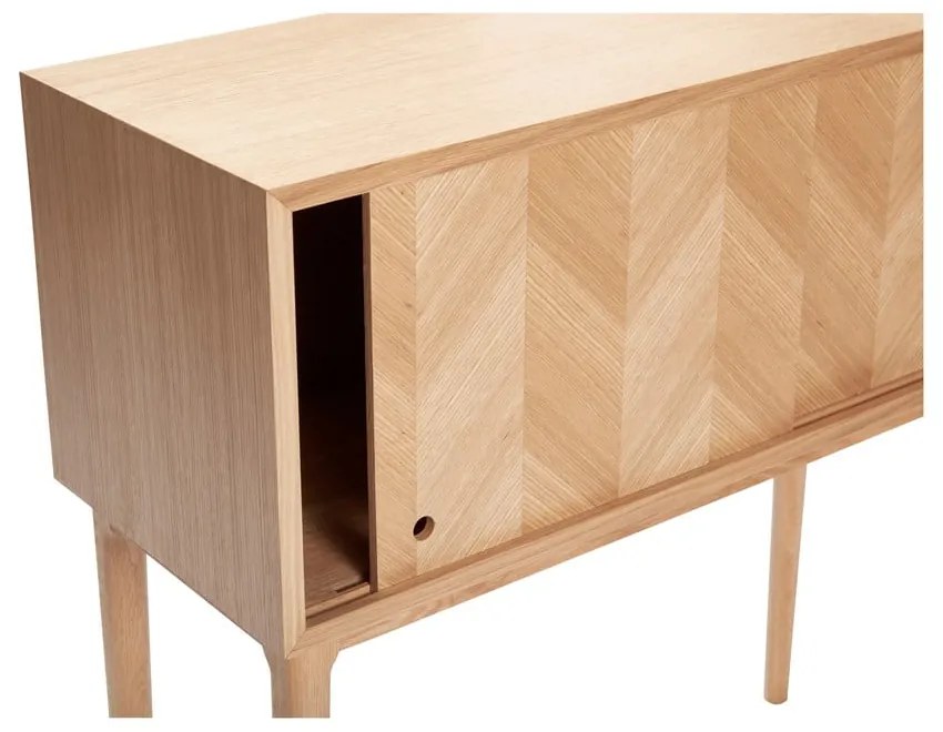 Komoda z dubového dreva Hübsch Herringbone, výška 90 cm