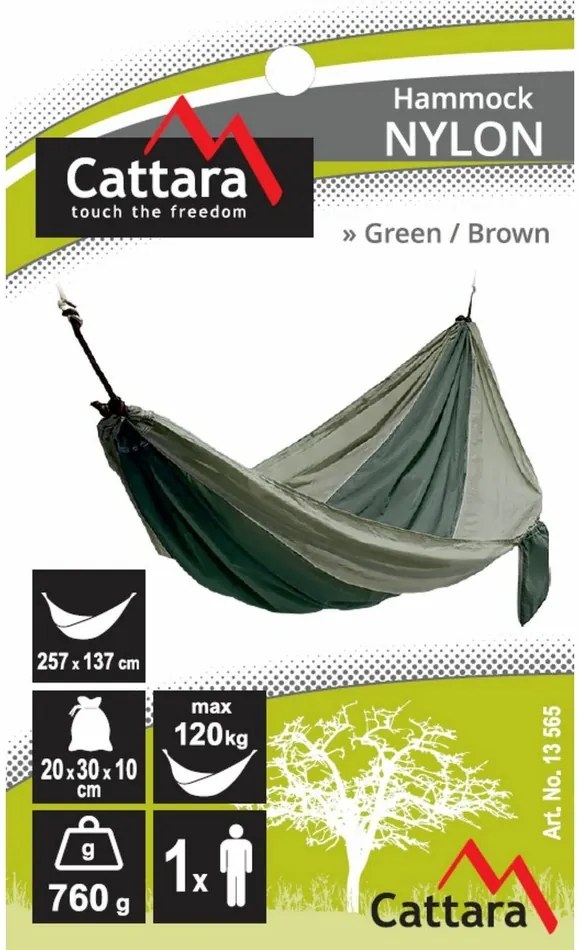 Cattaro Hojdacie závesné lehátko Nylon zelená, 275 x 137 cm