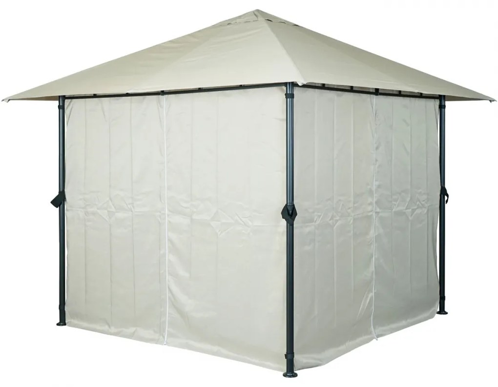 Pergola HWC-J63 so strechou a bočnou stenou 3x3m - krémová