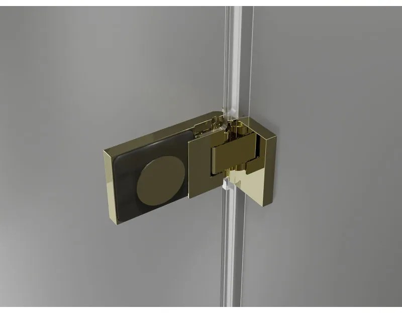 Mexen Lunar-F, pravé skladacie sprchové dvere 150 cm, číre sklo, zlatý profil, 836S-150-050-50-00-P