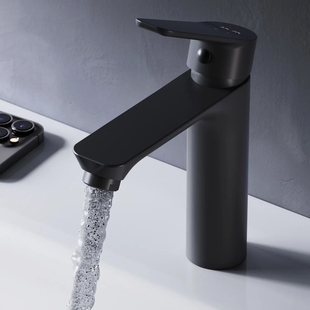 Umývadlová batéria AM.PM Hit FTA82222 jednopáková s odtokovým ventilom, čierna