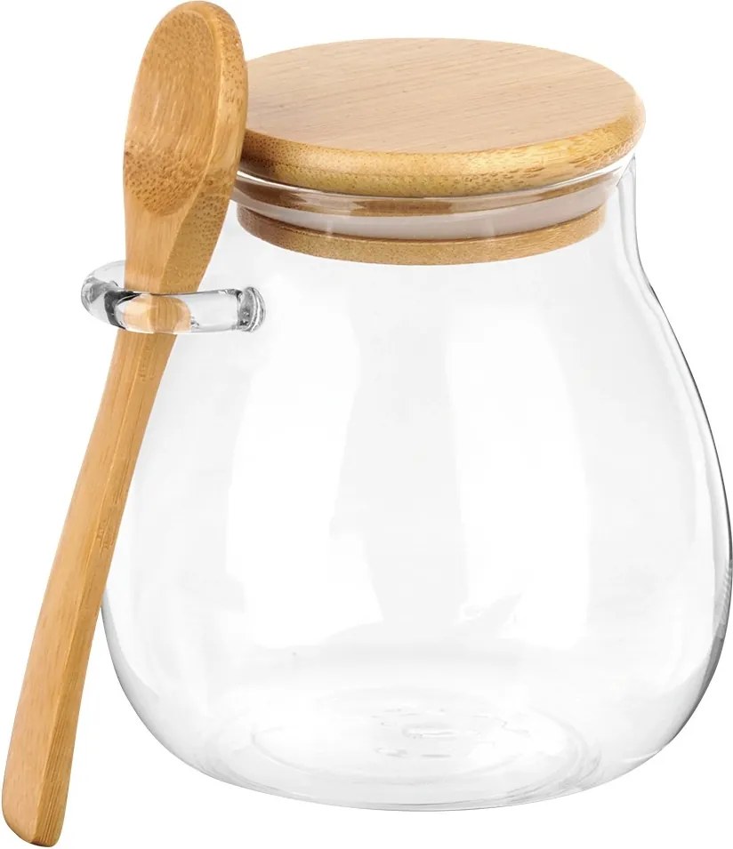 VILDE Sada 2ks pohárov na jogurt / dezert s bambusovým viečkom a lyžicou, 2x440ml