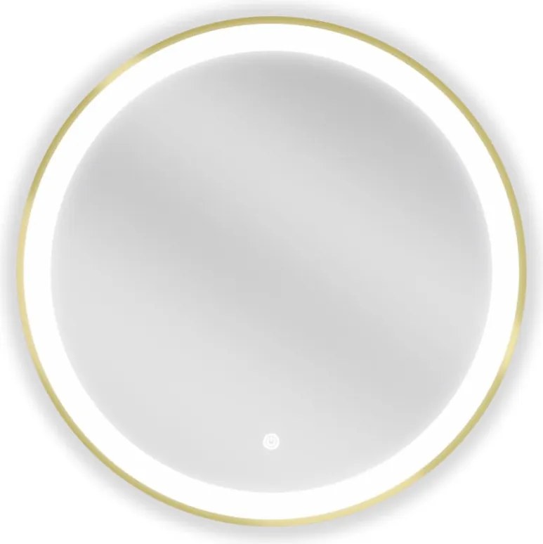 Mexen Esso osvetlené kúpeľňové zrkadlo, okrúhle 60 cm, LED 6000K, proti zahmlievaniu, zlatý rám - 9825-060-060-611-50